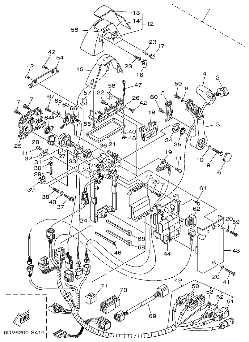 Yamaha F300BET, FL300BET, F300BET2, FL300BET2 DBW REMOTE CONTROL 1 (SINGLE) parts diagram